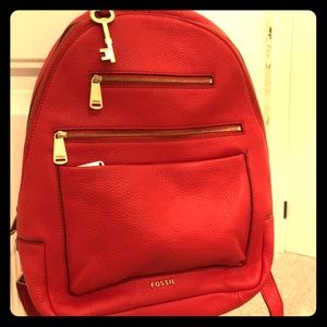 Fossil pebbles leather backpack